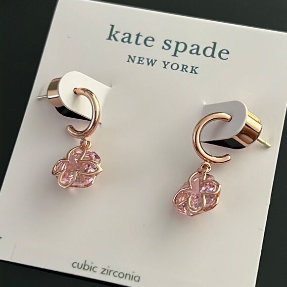 NWT KATE SPADE butterfly rosegold pink earrings J2 - Picture 1 of 6